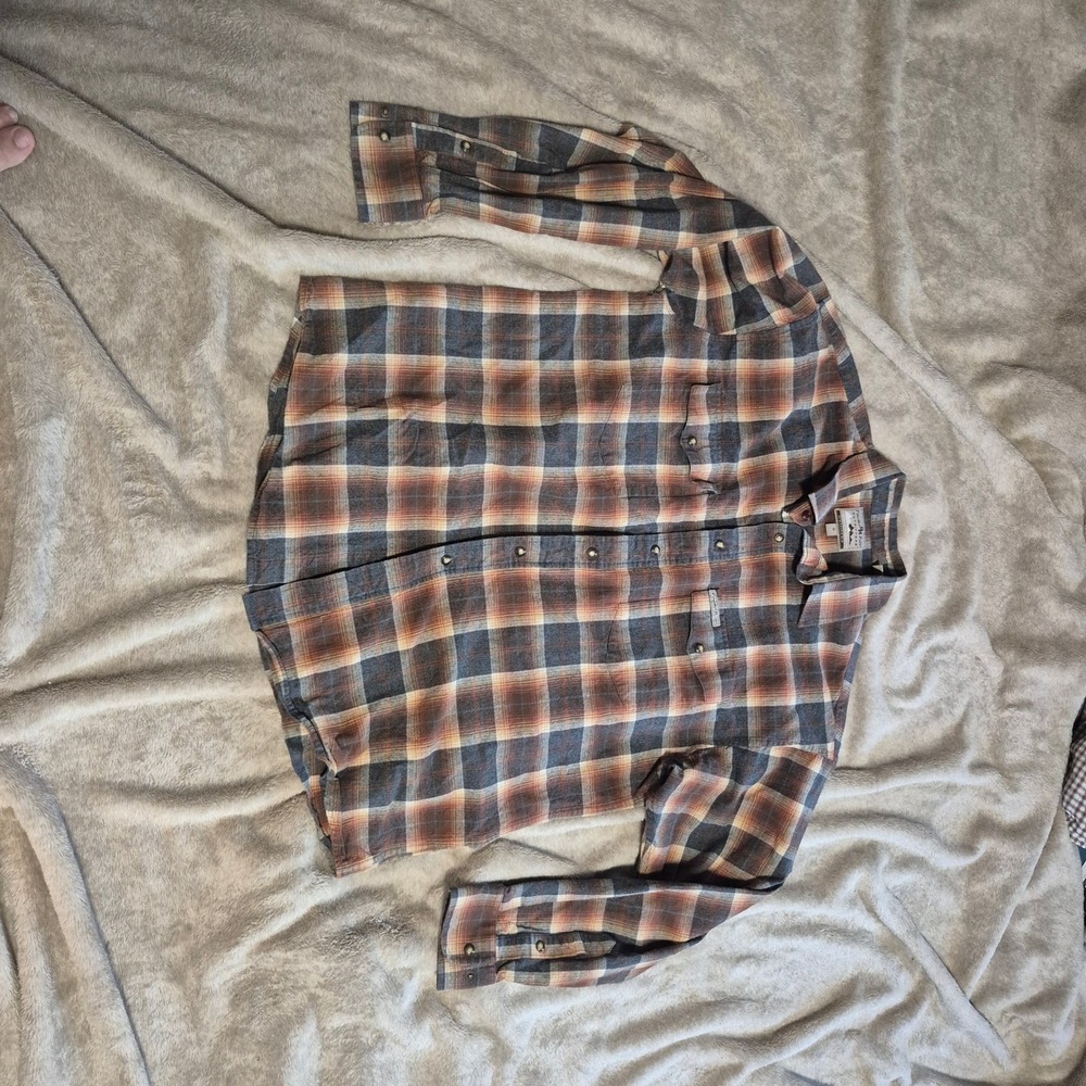 Powder River Outfitters Mens XL Plaid Pearl Snap Flannel Western Shirt 3653546